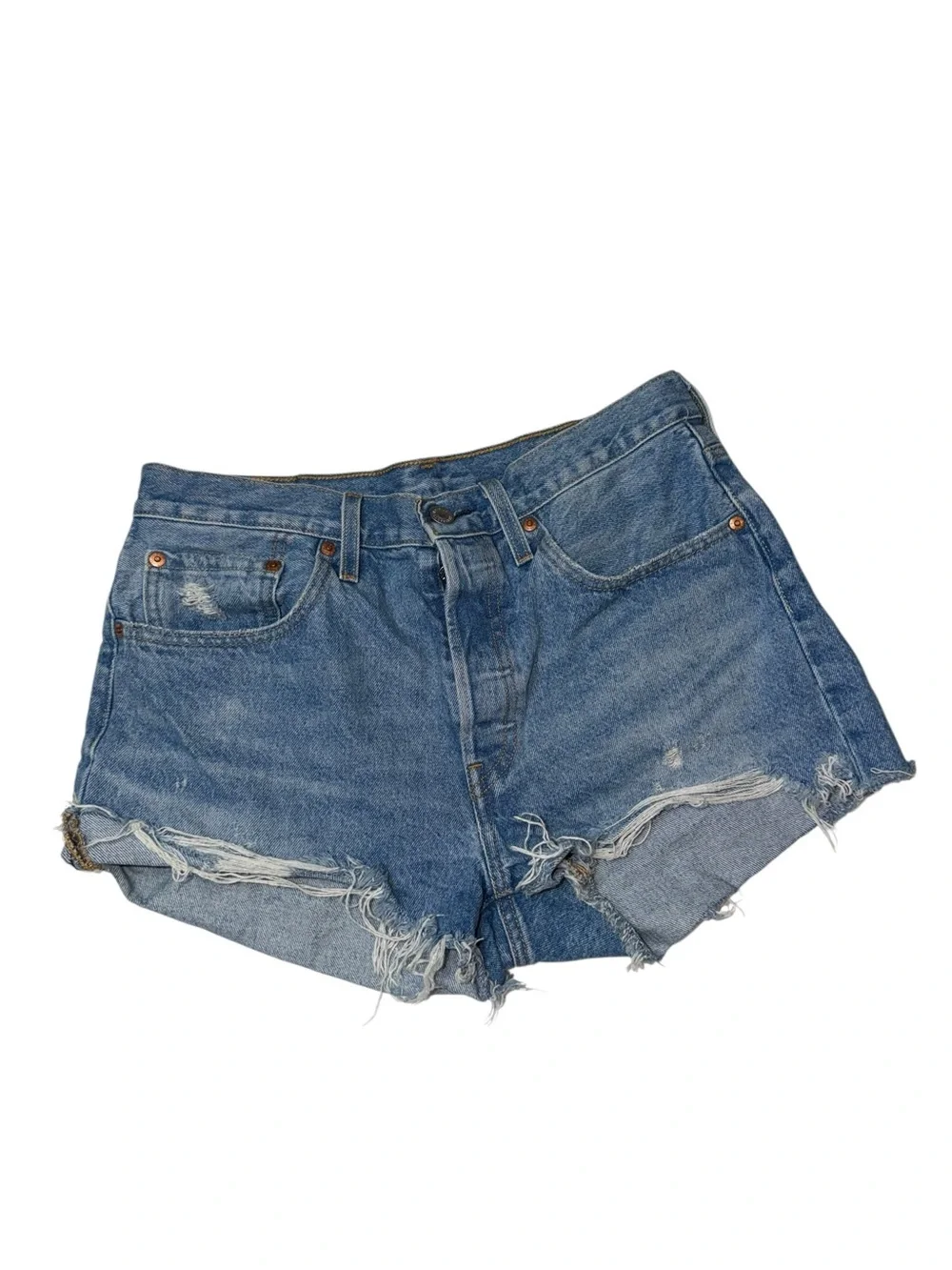 Levi's Distressed Blue Denim Cutoff Shorts